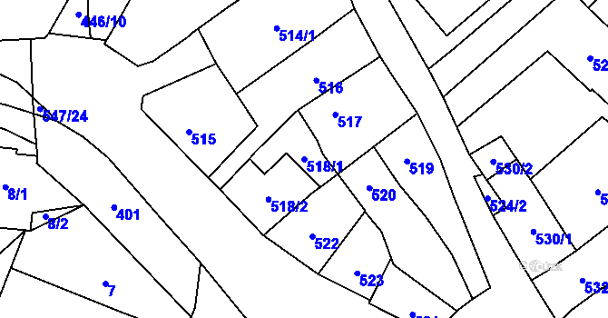 Parcela st. 518/1 v KÚ Medlánky, Katastrální mapa
