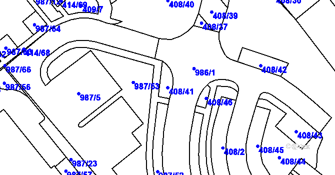 Parcela st. 408/41 v KÚ Medlánky, Katastrální mapa
