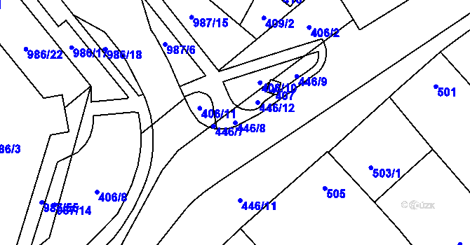 Parcela st. 446/8 v KÚ Medlánky, Katastrální mapa