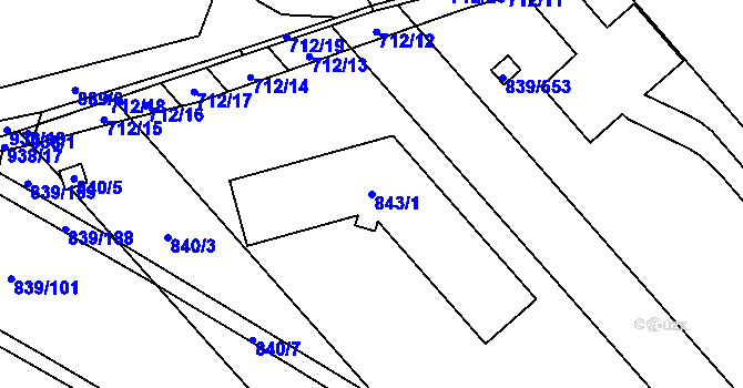 Parcela st. 843/1 v KÚ Medlánky, Katastrální mapa