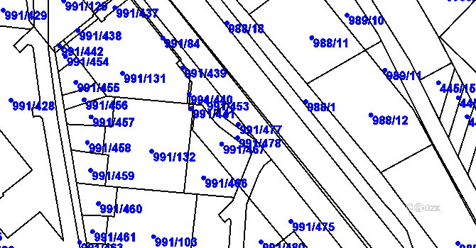 Parcela st. 991/477 v KÚ Medlánky, Katastrální mapa