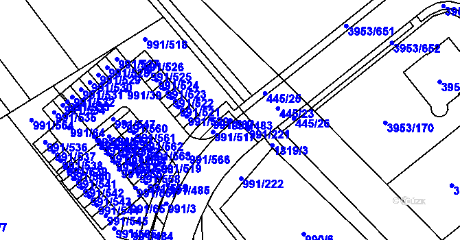 Parcela st. 991/483 v KÚ Medlánky, Katastrální mapa
