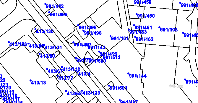 Parcela st. 991/499 v KÚ Medlánky, Katastrální mapa