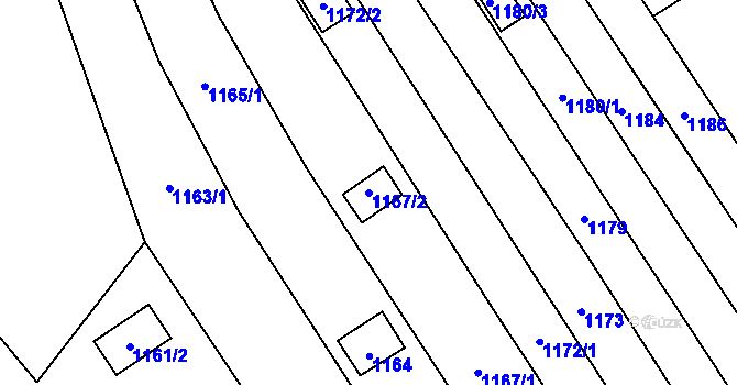 Parcela st. 1167/2 v KÚ Medlánky, Katastrální mapa