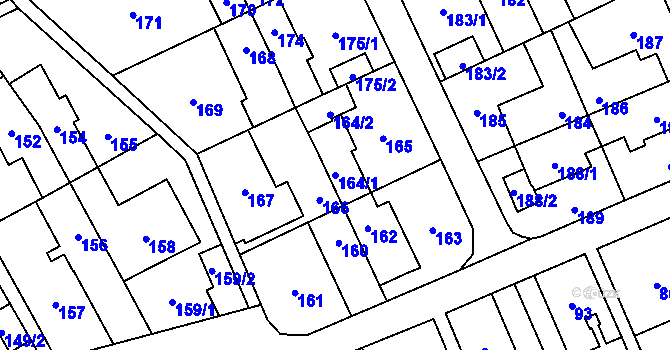 Parcela st. 164/1 v KÚ Medlánky, Katastrální mapa