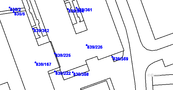 Parcela st. 839/226 v KÚ Medlánky, Katastrální mapa