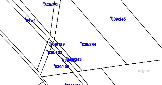 Parcela st. 839/244 v KÚ Medlánky, Katastrální mapa