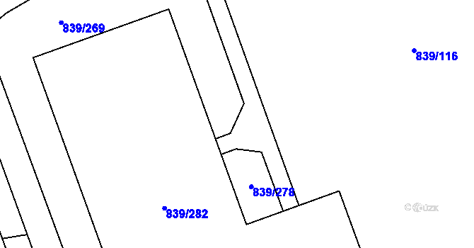 Parcela st. 839/279 v KÚ Medlánky, Katastrální mapa