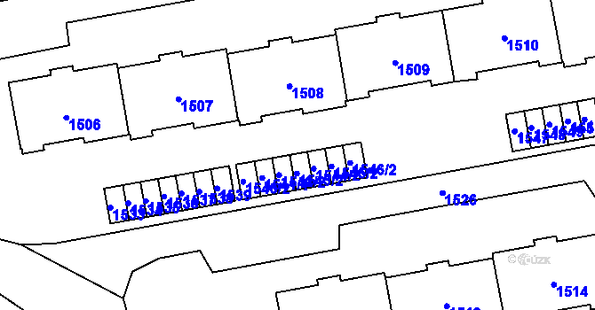 Parcela st. 1543/1 v KÚ Medlánky, Katastrální mapa