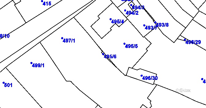 Parcela st. 495/6 v KÚ Medlánky, Katastrální mapa