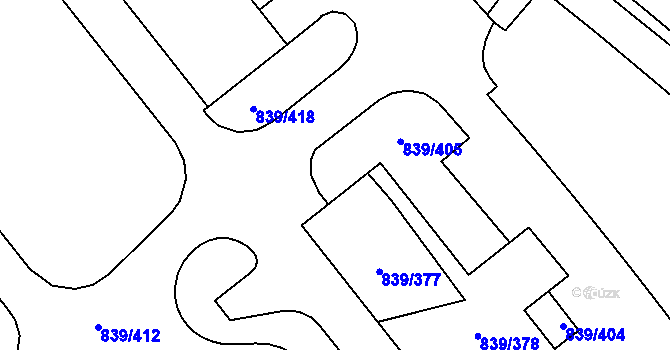 Parcela st. 839/417 v KÚ Medlánky, Katastrální mapa