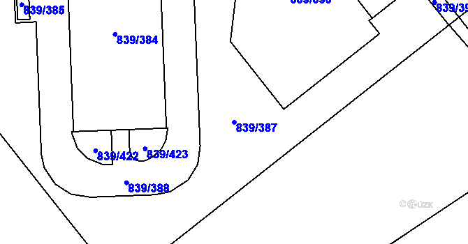 Parcela st. 839/387 v KÚ Medlánky, Katastrální mapa