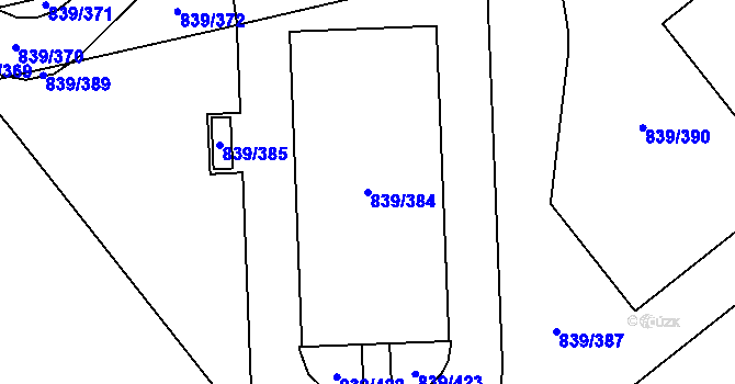 Parcela st. 839/384 v KÚ Medlánky, Katastrální mapa