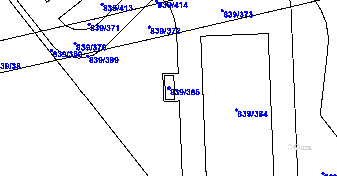 Parcela st. 839/385 v KÚ Medlánky, Katastrální mapa