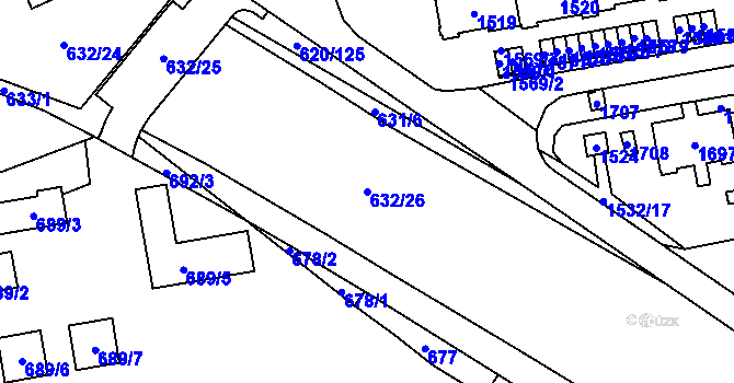 Parcela st. 632/26 v KÚ Medlánky, Katastrální mapa