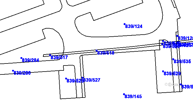 Parcela st. 839/518 v KÚ Medlánky, Katastrální mapa