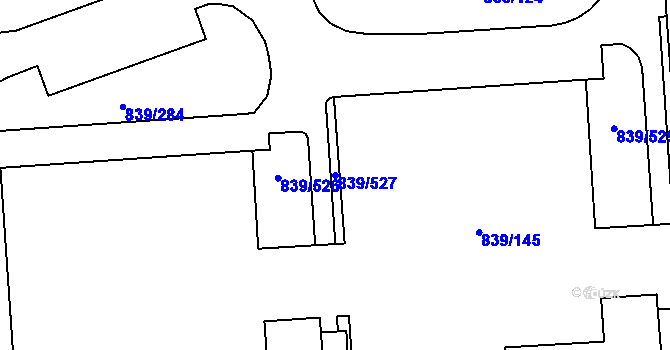Parcela st. 839/527 v KÚ Medlánky, Katastrální mapa