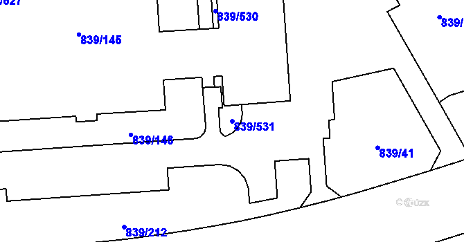 Parcela st. 839/531 v KÚ Medlánky, Katastrální mapa