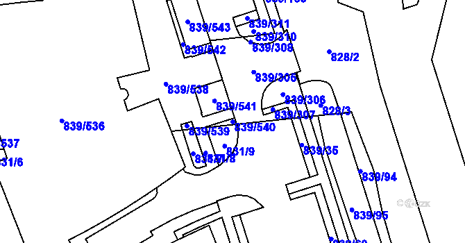 Parcela st. 839/540 v KÚ Medlánky, Katastrální mapa