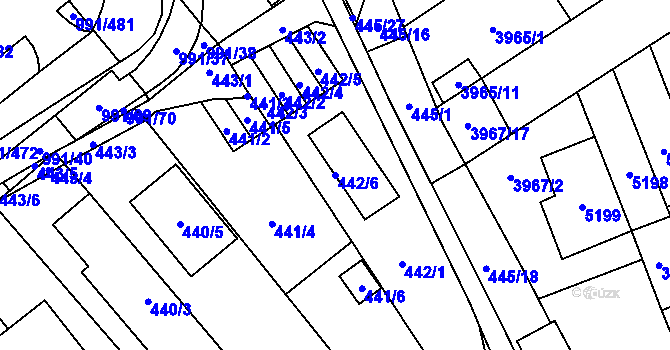 Parcela st. 442/6 v KÚ Medlánky, Katastrální mapa