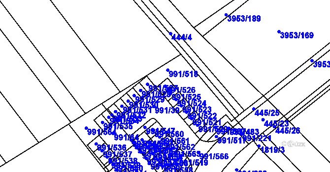 Parcela st. 991/526 v KÚ Medlánky, Katastrální mapa