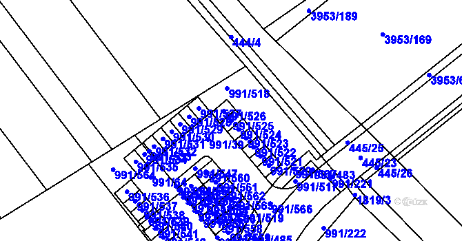 Parcela st. 991/525 v KÚ Medlánky, Katastrální mapa