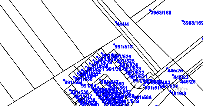 Parcela st. 991/527 v KÚ Medlánky, Katastrální mapa