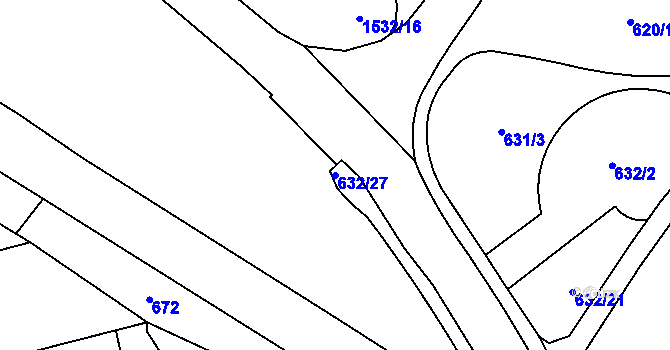 Parcela st. 632/27 v KÚ Medlánky, Katastrální mapa