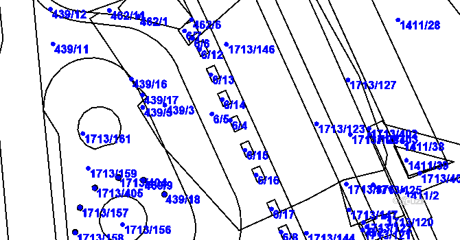 Parcela st. 6/4 v KÚ Bystrc, Katastrální mapa