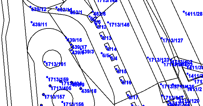 Parcela st. 6/5 v KÚ Bystrc, Katastrální mapa