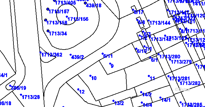 Parcela st. 6/11 v KÚ Bystrc, Katastrální mapa