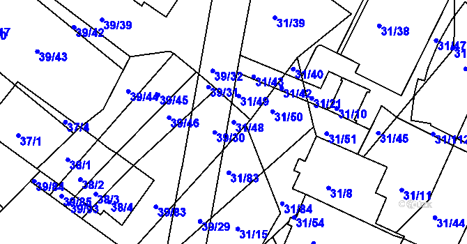 Parcela st. 31/48 v KÚ Bystrc, Katastrální mapa