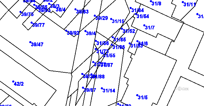 Parcela st. 31/55 v KÚ Bystrc, Katastrální mapa
