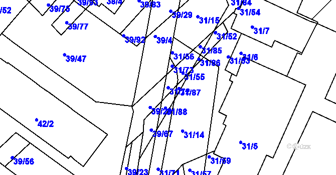Parcela st. 31/72 v KÚ Bystrc, Katastrální mapa