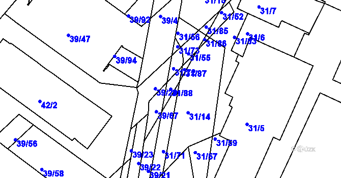 Parcela st. 31/88 v KÚ Bystrc, Katastrální mapa