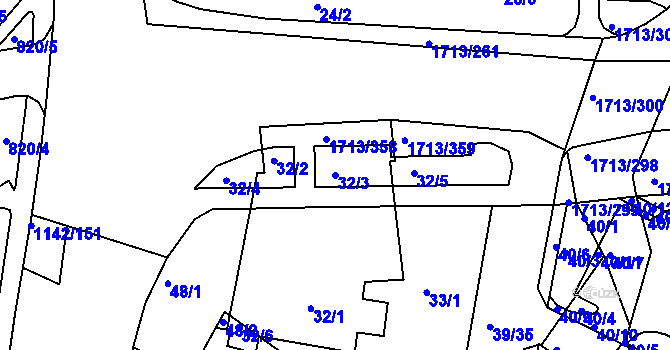 Parcela st. 32/3 v KÚ Bystrc, Katastrální mapa
