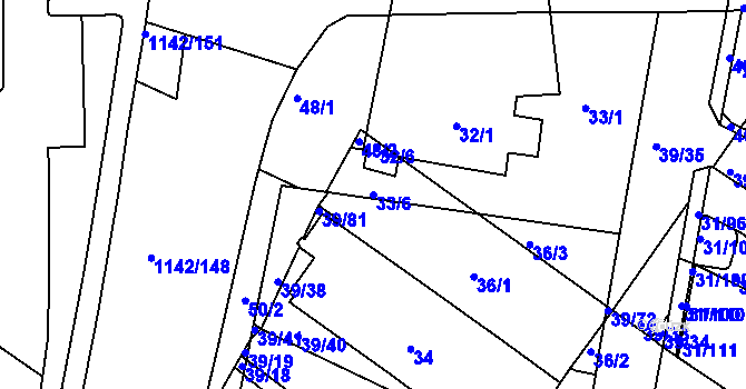Parcela st. 33/6 v KÚ Bystrc, Katastrální mapa