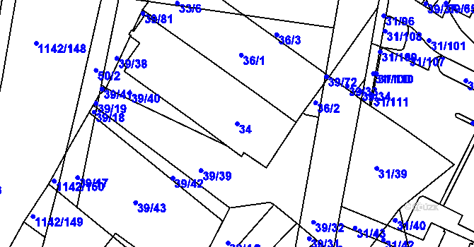 Parcela st. 34 v KÚ Bystrc, Katastrální mapa