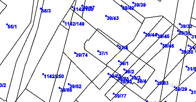 Parcela st. 37/1 v KÚ Bystrc, Katastrální mapa