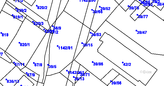 Parcela st. 39/15 v KÚ Bystrc, Katastrální mapa