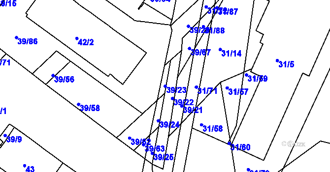 Parcela st. 39/23 v KÚ Bystrc, Katastrální mapa