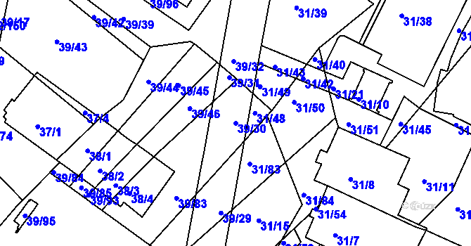 Parcela st. 39/30 v KÚ Bystrc, Katastrální mapa