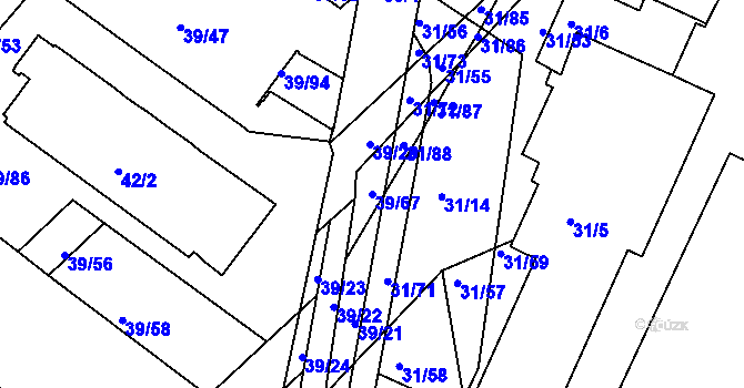 Parcela st. 39/67 v KÚ Bystrc, Katastrální mapa