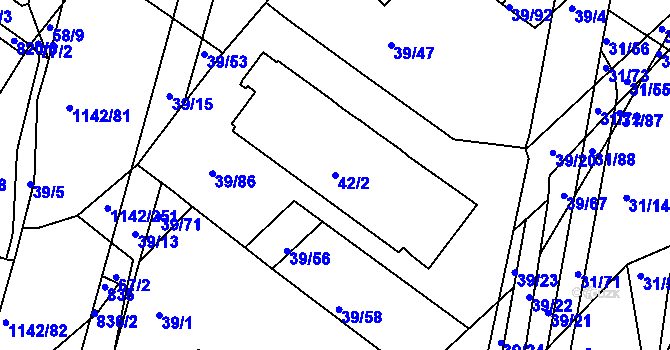 Parcela st. 42/2 v KÚ Bystrc, Katastrální mapa