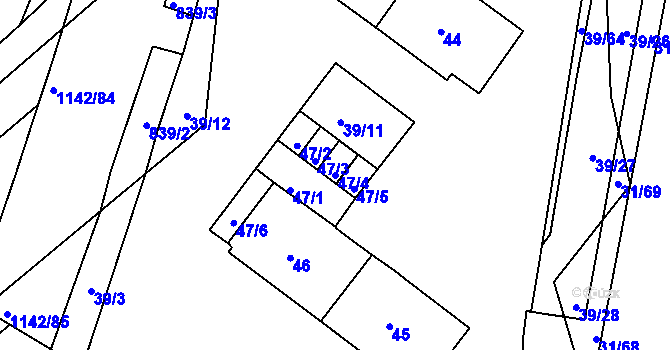 Parcela st. 47/4 v KÚ Bystrc, Katastrální mapa