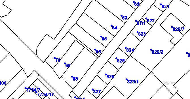 Parcela st. 66 v KÚ Bystrc, Katastrální mapa