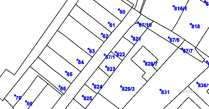 Parcela st. 67/1 v KÚ Bystrc, Katastrální mapa