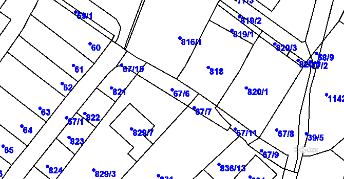 Parcela st. 67/6 v KÚ Bystrc, Katastrální mapa