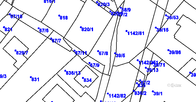 Parcela st. 67/8 v KÚ Bystrc, Katastrální mapa