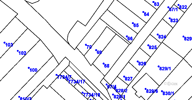 Parcela st. 69 v KÚ Bystrc, Katastrální mapa